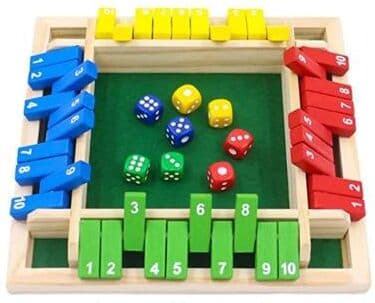 Inspired Living Classic Wooden Shut The Box Board Game For 4 Players Family Dice Pub Game Set a
