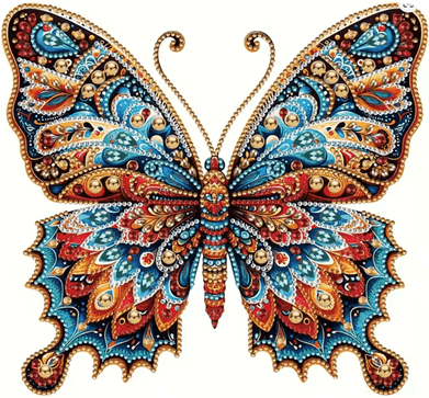 Inspire Essentials Animal Diamond Painting Kit DIY Partial Drill Butterfly, Rabbit, And Cat Art For Adults And Kids butterfly 30x30cm