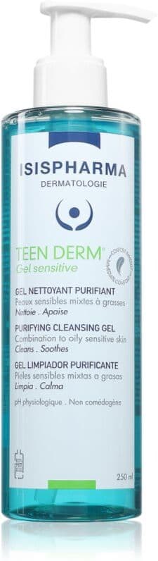 ISISPHARMA Teen Derm Gel Sensitive τζελ καθαρισμού για λιπαρή επιδερμίδα με τάση για ακμή 250 ml