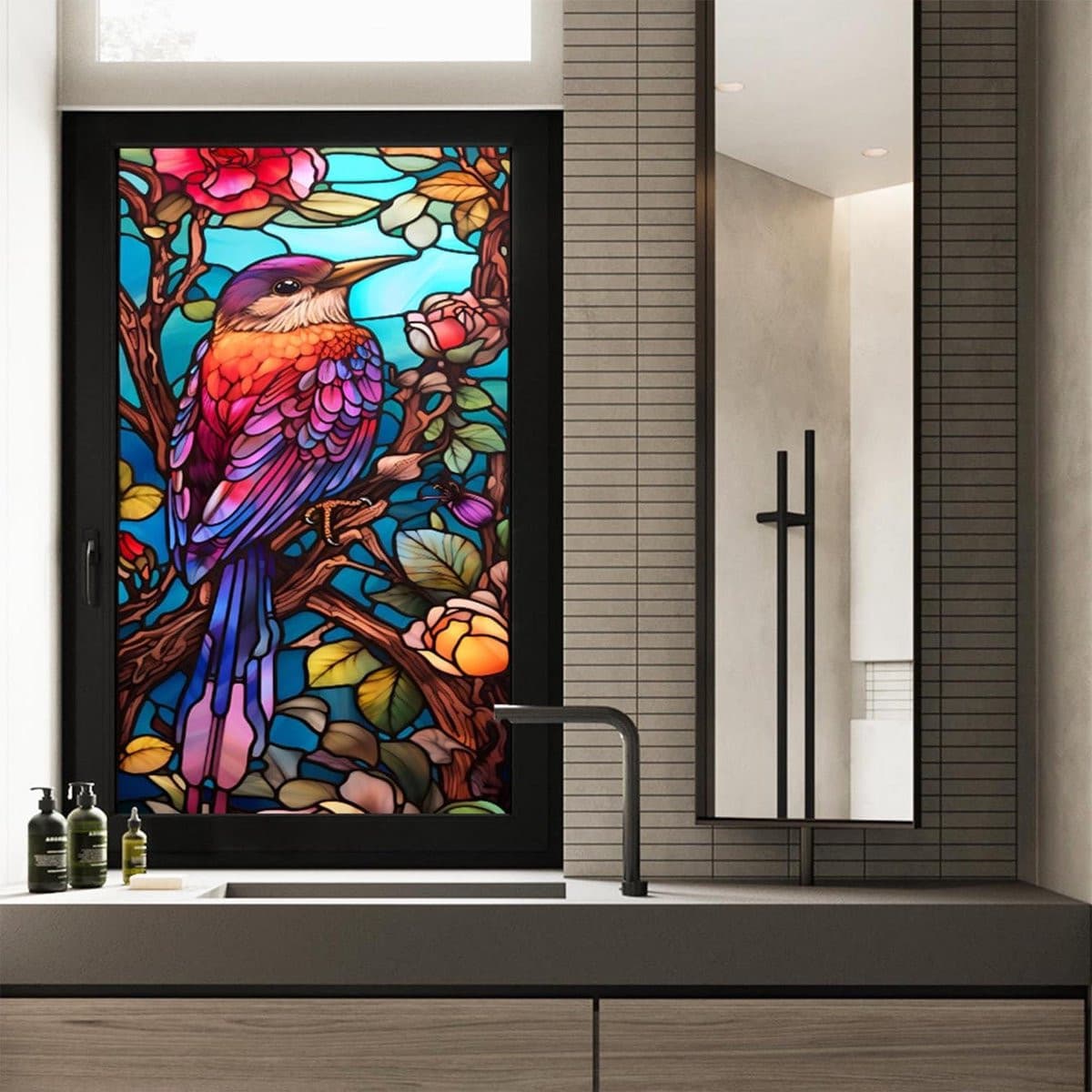 Decoratieve Raamfolie Glas-in-lood Gekleurd - Statisch Hechtend en Lijmvrij - 45 x 100 cm