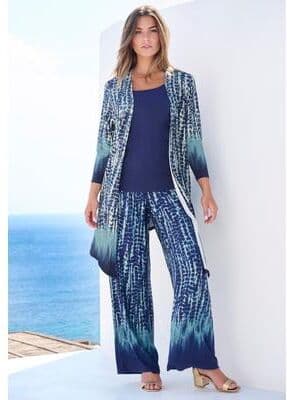Plus Size Women's Ultra Drape Cardigan by Roaman's in Chocolate Paisley Stencil (Size 34/36)