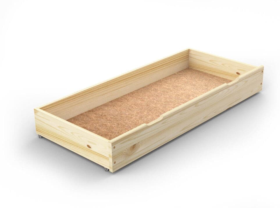 Nodax Premium Underbed Solid Wooden Drawer With Pull/Push Grooves And Castors For Easy Underbed Storage Pine 18.5 cm H x 98cm L x 55cm W