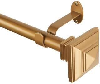 Threadmade Florence Window Curtain Rod and Stacked Squares Shaped Finial