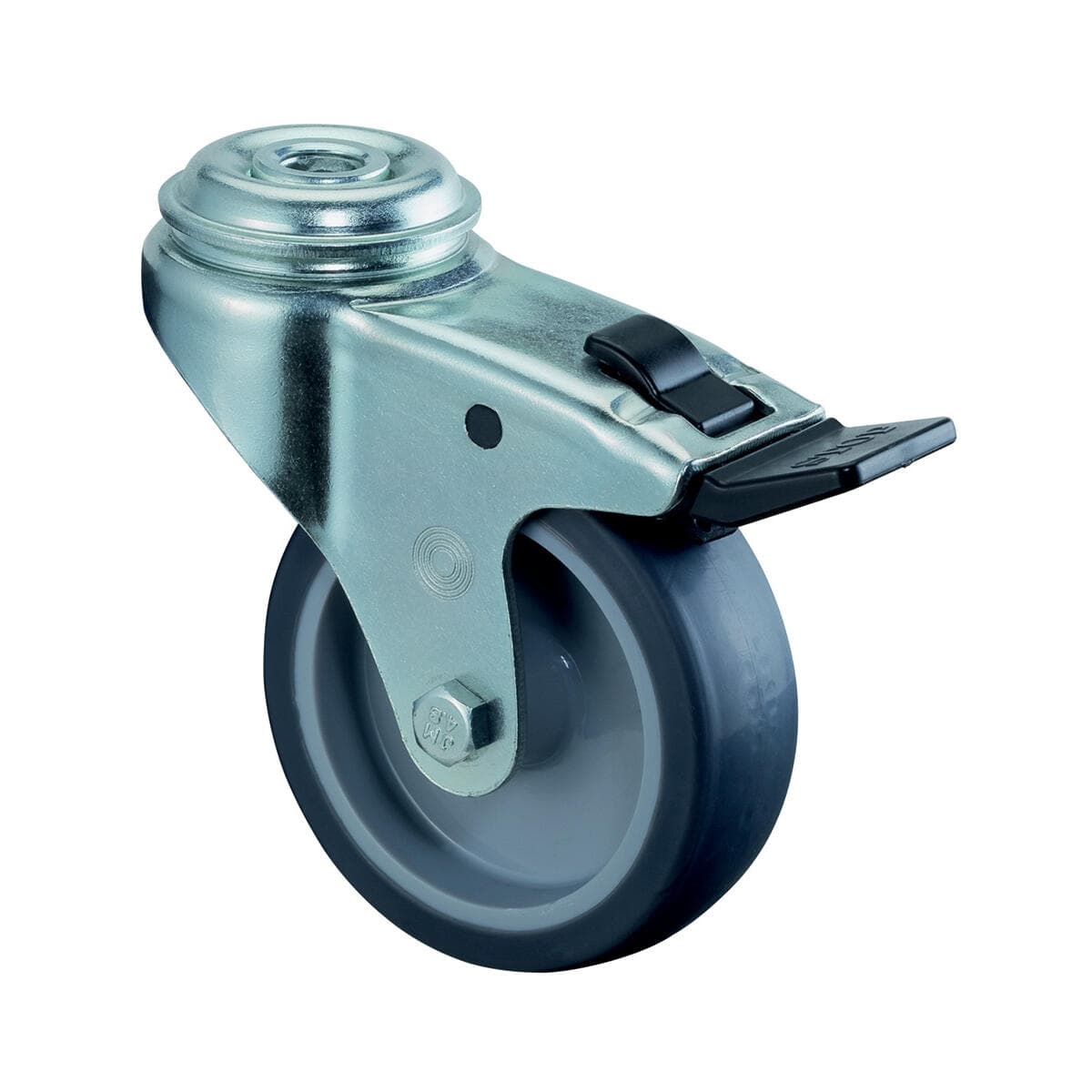 BS Rollen Apparate-Lenkrollen 75 mm Gummi, Tragkraft 60 kg, mit Feststeller, Gleitlager