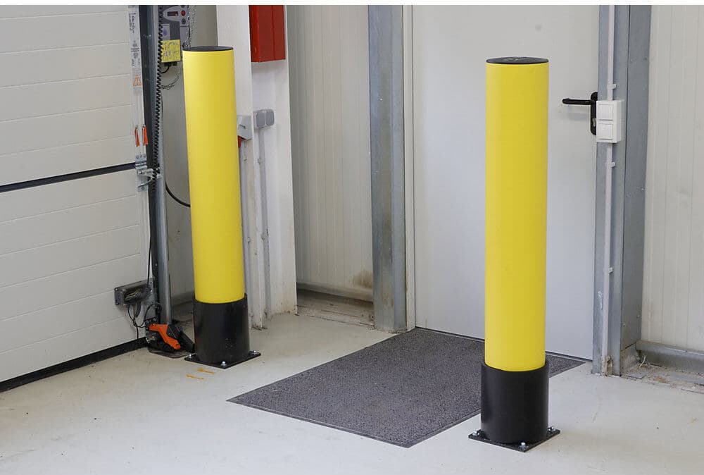 Rammschutz Poller Bravo, aus flexiblem Kunststoff, Gesamthöhe 1200 mm, mit drehbarer Manschette d-flexx