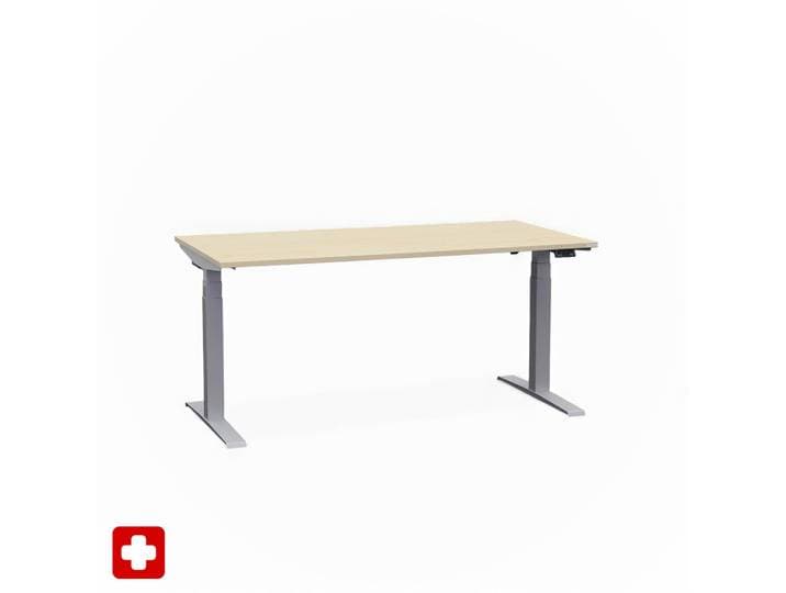 Ergonomischer Schreibtisch el. höhenverstellbar Tradingzone GO Swiss 160x80 cm, Ahorn/Silbergrau, Neu, Tisch - ideal fürs Homeoffice oder Büro