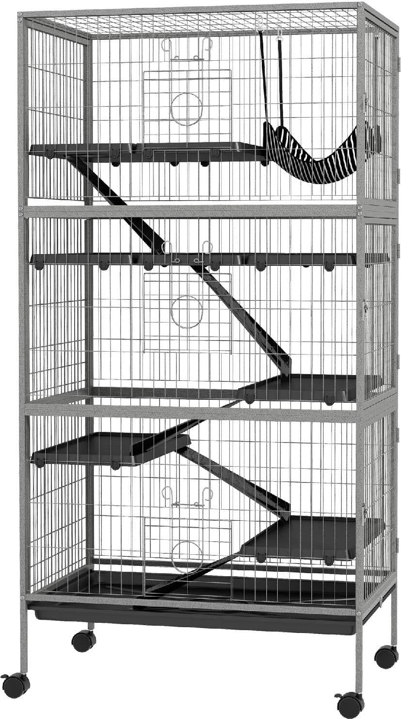 allmypets 1gyw131f Gabbia Per Conigli Con 4 Ingressi A Livelli Multipli Con Amaca In Acciaio E Pp 80x52x159 Cm - 1gyw131f
