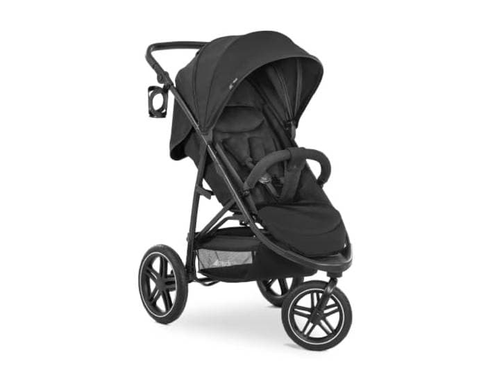 hauck Rapid 3R, Schwarz - Dreirad Kinderbuggy mit Gummireifen, Federung und Liegeposition ab Geburt bis 22 kg, UV Schutz 50+, Zusammenklappbar, Höhenverstellbarer Schieber mit Becherhalter