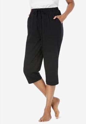 Plus Size Women's Knit Sleep Capri by Dreams & Co. in Black (Size 5X) Pajamas
