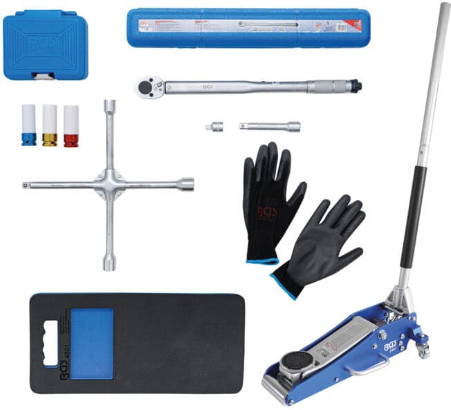 BGS Kit pneus pour changement de roues avec cric rouleur 1,5 t 10 pièces ; BGS technic (9680)