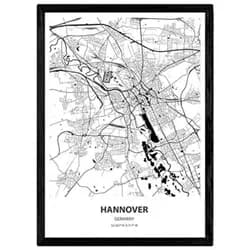 POSTER Karte Von Hannover - Deutschland A3 Rahmenlos