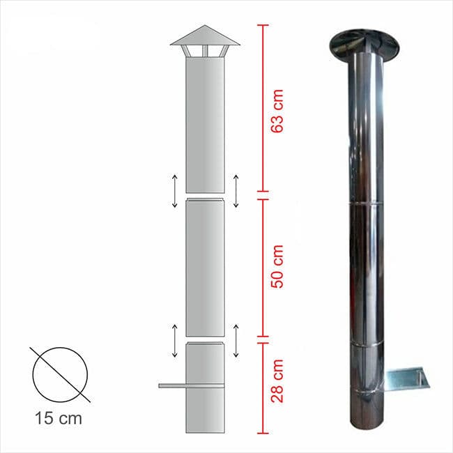 My-Barbecue Chaminé INOX Completa 100cm para MAXIMUS 100cm AC58F