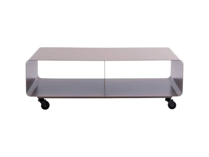 Meuble tv à roulettes en acier taupe