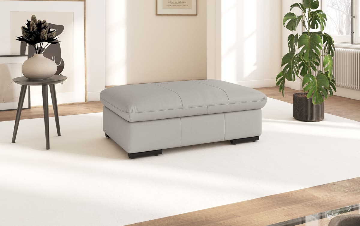 Polsterhocker SIT & MORE "Alcudia", grau (light grau), Hocker, B/H/T: 101cm x 43cm x 68cm, NaturLEDER, Polsterhocker, B:101cm H:43cm T:68cm light grau B/H/T: 101cm x 43cm x 68cm, NaturLEDER®