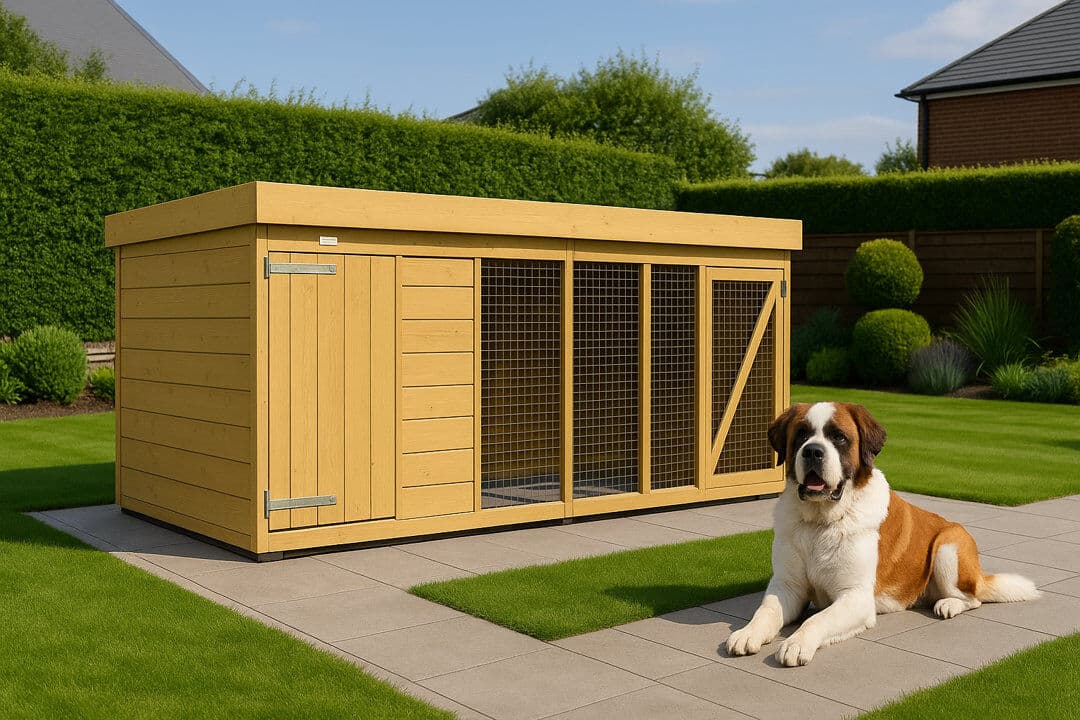 Archie & Oscar Dog Kennel and Run Green 127cm H x 589cm W x 127cm D