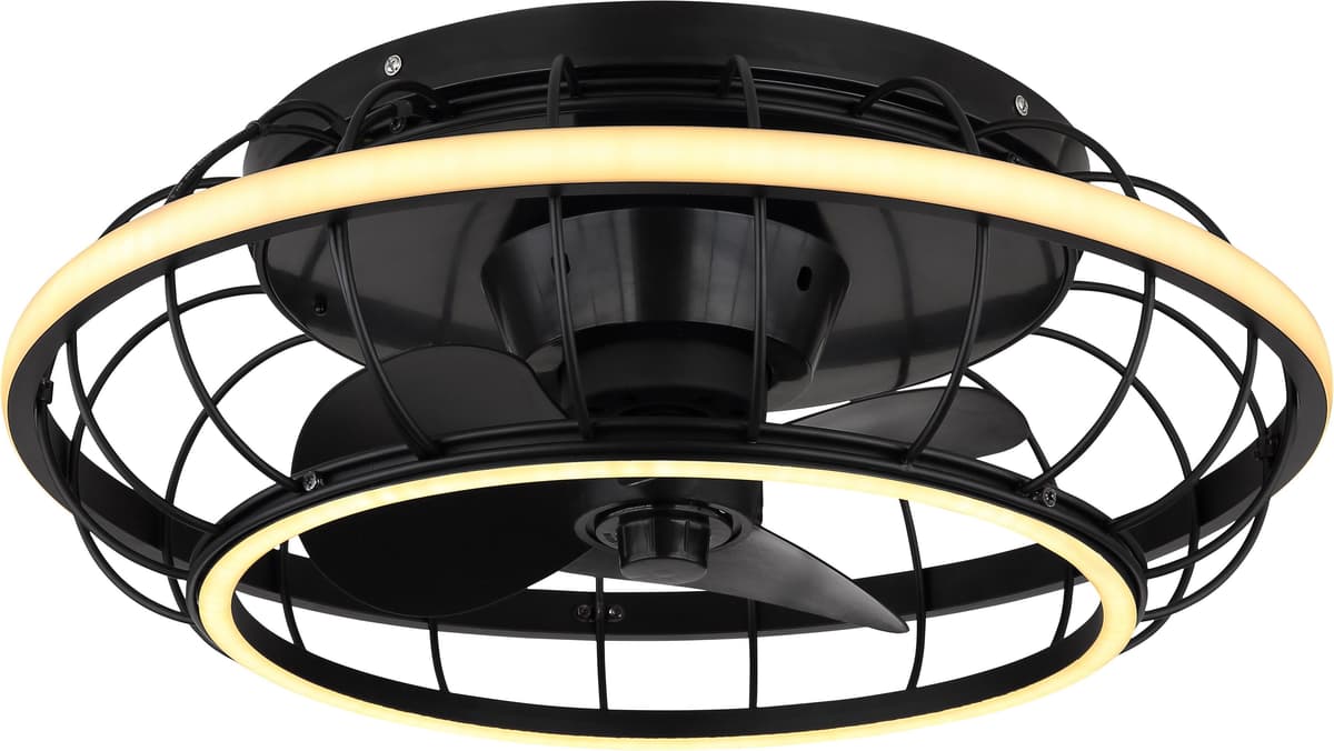 GLOBO LIGHTING Deckenleuchte "LINAY", schwarz (schwarz matt), Ø 50cm H: 18cm, 1 Stk., Leuchten, Deckenventilator, Deckenlampe, moderner Ventilator, Deckenleuchte schwarz matt Ø 50cm H: 18cm, 1 Stk.