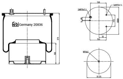 Febi Bilstein Soffietti per sospensioni pneumatiche 20836