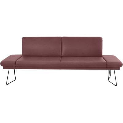 Essbank K+W KOMFORT & WOHNEN "Pego Polsterbank", rot (cabernet 15), B:226cm H:88cm T:66cm, Sitzbänke, Essbank, Seitenteilverstellung, wahlweise in 206 oder 226cm, Echtleder Bezug