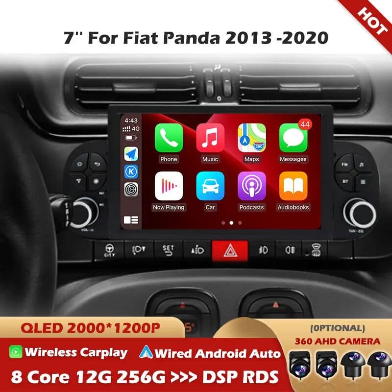CUCU-NAVI For Fiat Panda 2013 2014 2015 2016-2020 Android 15 Built-in Wireless Carplay Auto Car Radio Multimedia Player GPS Head Unit