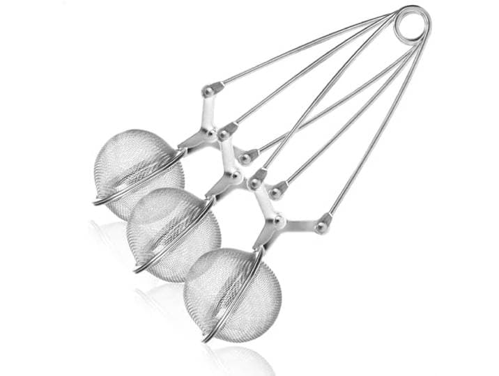COM-FOUR® 3x theetang van roestvrij staal 304, bolvormige thee-ei