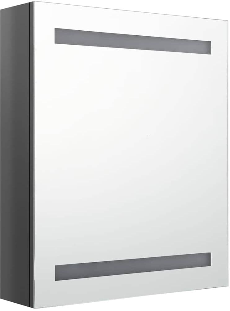 vidaXL Armoire de salle de bain à miroir LED Gris brillant 50x14x60 cm