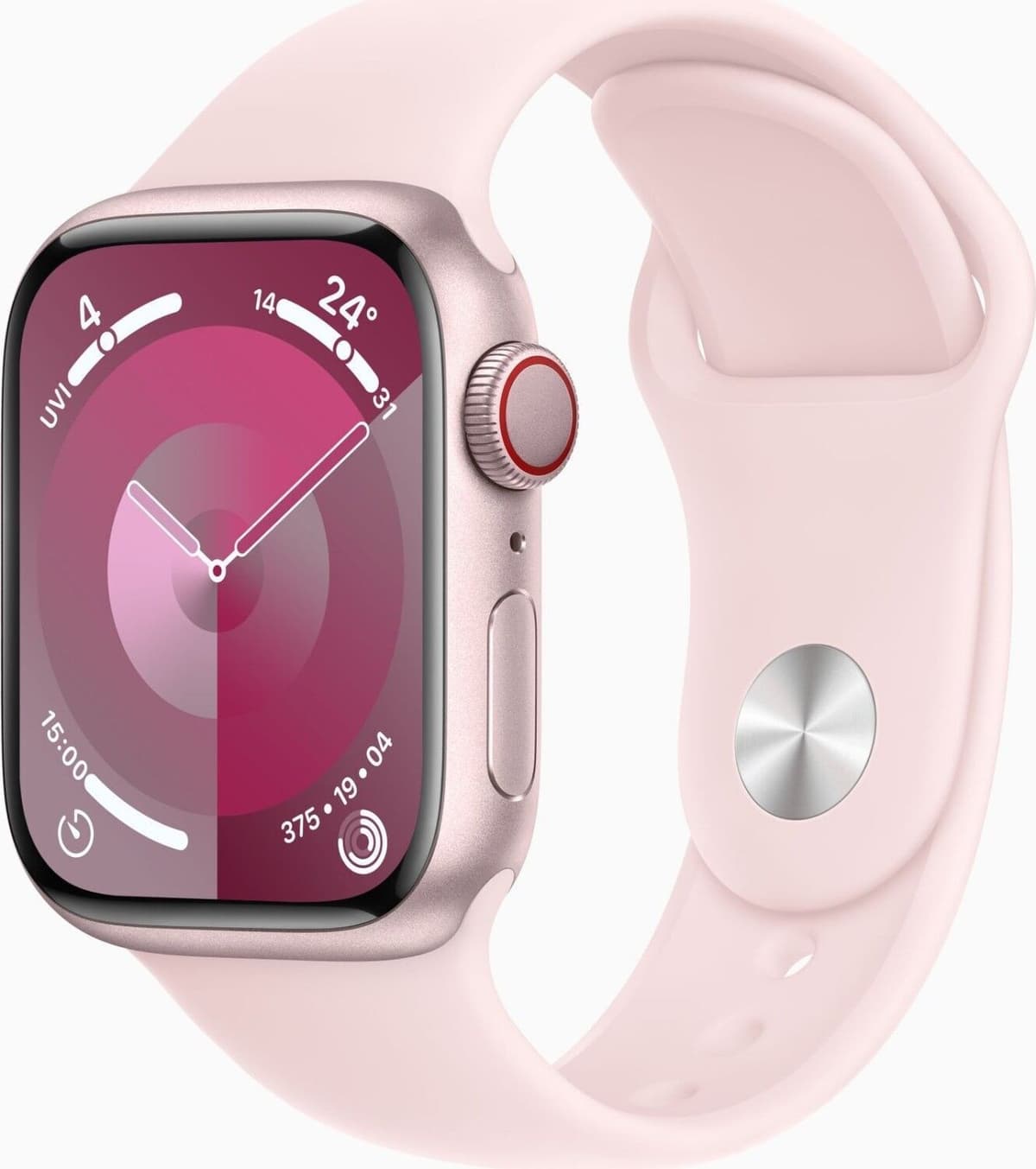 Apple Watch Series 9 aluminium 41 mm (2023)   GPS + Cellular   Różowy   Opaska sportowa Jasnoróżowa M/L - Refurbished