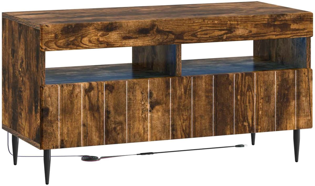 vidaXL Meuble TV LED ZWOLLE 81 x 35 x 43 cm Chêne fumé