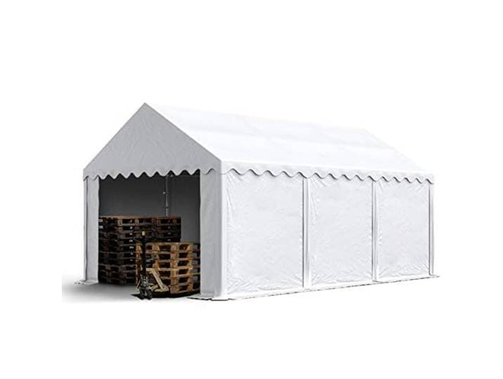 TOOLPORT Opslagtent 3x6 m stabiele industrietent met PVC-Zeil 750 N wit beschutting met grondframe