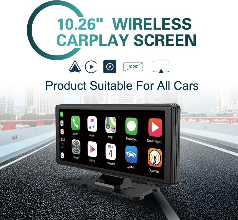 XUDA Universal Portable Wireless Carplay Screen for Car with Android Auto Touchscreen Car Stereo System