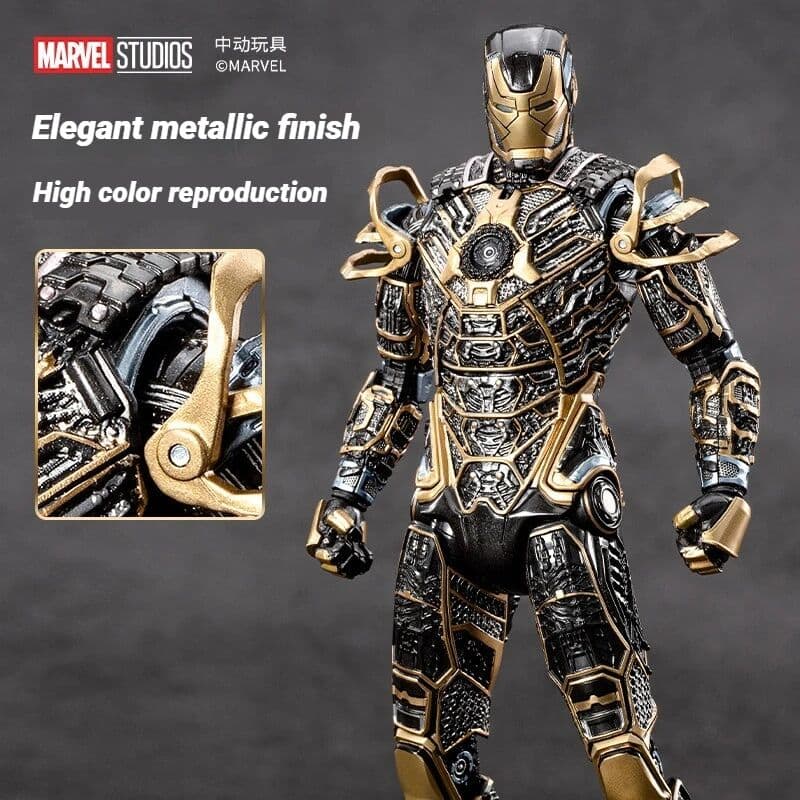 ZDTDS Licensed Iron Man MK41 Action Figure 7 Inch Movable Joints Black Gold Skeleton Collectible Model Gift For Men