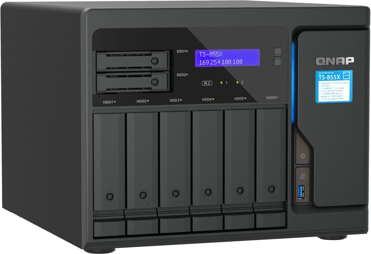 QNAP NAS-Server "TS-855X", schwarz (ohne farbbezeichnung), B:39,8cm H:34,2cm T:43,1cm, NAS-Server, NAS-Server