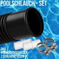 38 mm Schwimmbad Swimming Pool Solar Saug Teich Schlauch SET - schwarz - 12 m