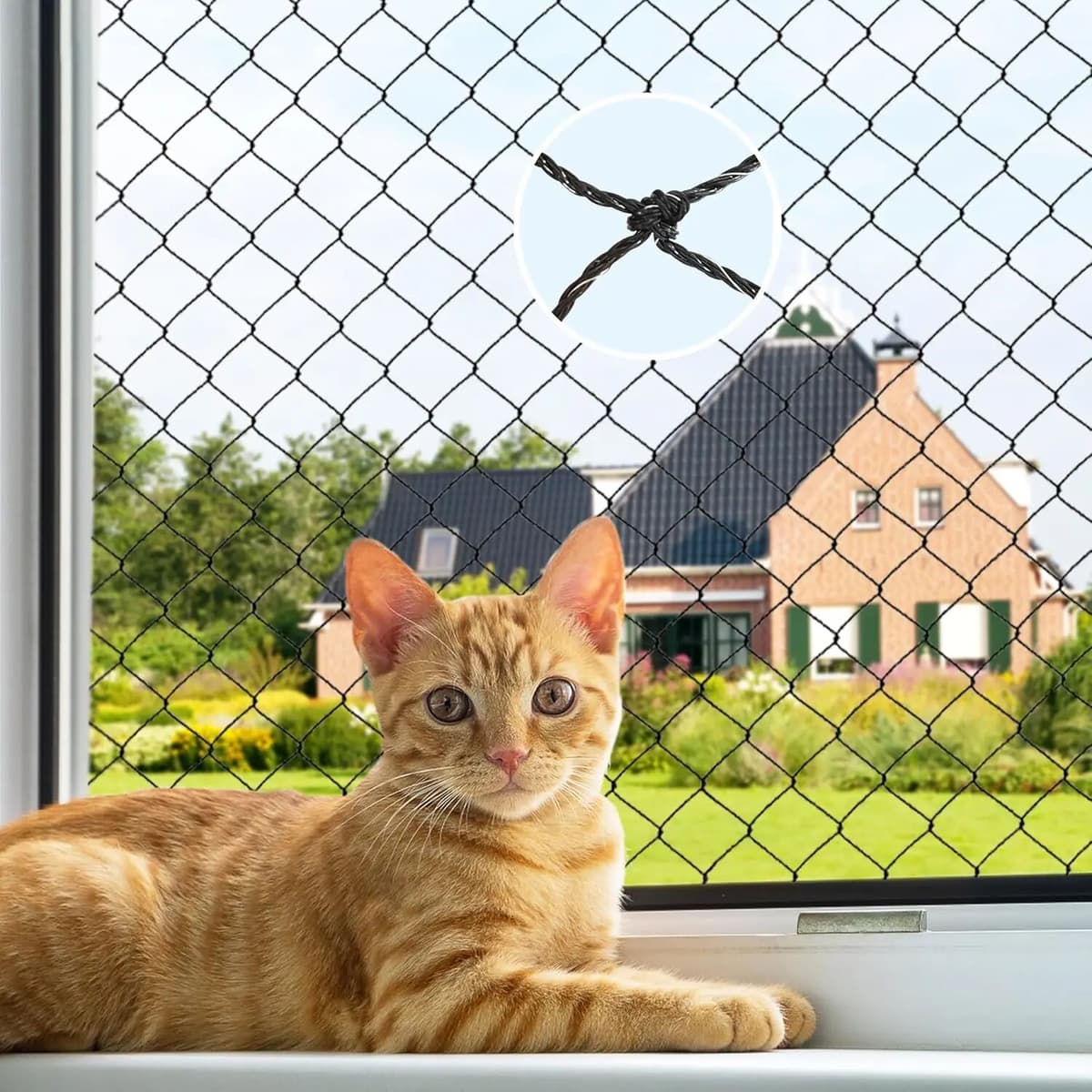 NONE Steel Wire Reinforced Cat Netting for Balcony,Cat Anti-Fall Net,Garden Net Anti Bird Netting with Wire for Windows,Stair Lawn