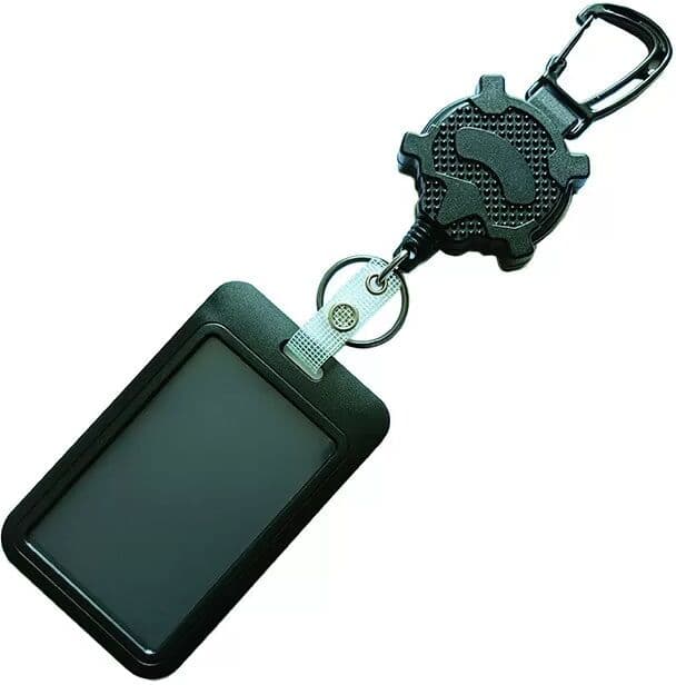 INF Multifunktionaler, einziehbarer Ausweishalter mit Karabiner