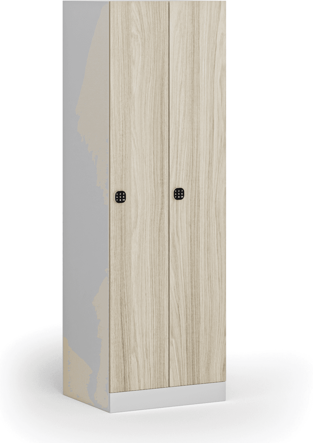 B2B Partner Kovová šatníková skrinka S1, 2-dverová, 1850 x 600 x 500 mm, kódový zámok, laminované dvere, dub prírodný