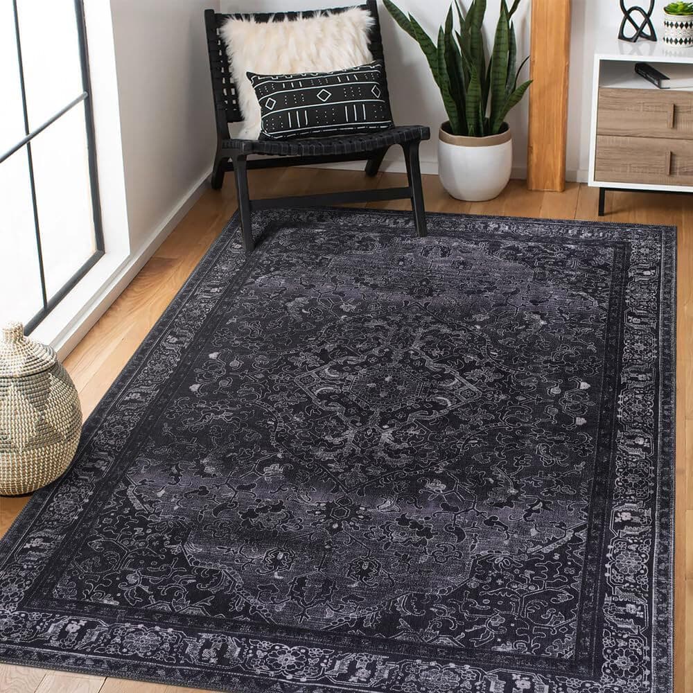 Langley Street Non Slip Area Rugs Washable Carpet Pad Low Pile Throw Rug Modern Entryway Mat For Bedroom 1318 Black Rectangle 200 x 290 cm