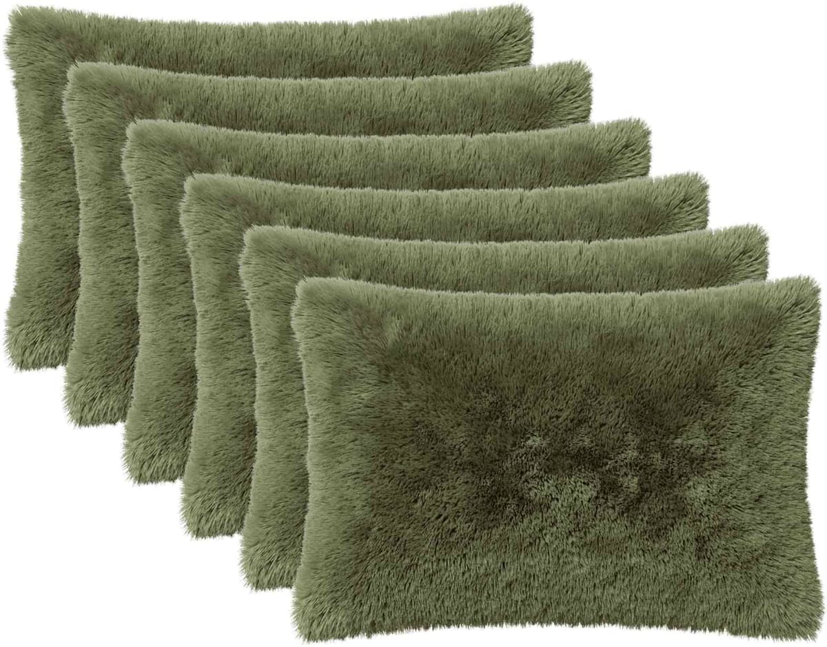 vidaXL Housse de coussin 6 pc HEERLEN Vert 40 x 60 cm Fleece PV