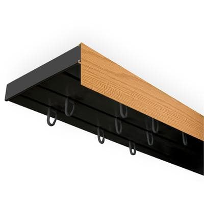 Gardinenschiene SN DECO GROUP "Vorhangschiene SH (1) mit Blende 5 cm" Gr. 1, schwarz (schwarz, eichefarben), L:120cm T:8,95cm, Kunststoff, Gardinenstangen, Gardinenschiene