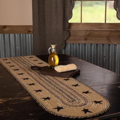 VHC Brands Kettle Grove Stars Border Stenciled Jute Runner