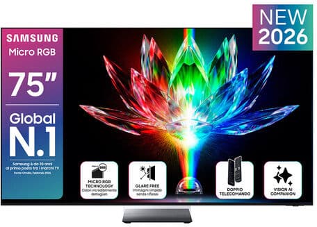 Samsung Micro RGB AI TV 75'' MRE75R95HATXZT, Micro RGB AI Engine Pro, 4K AI Upscaling Pro, Glare Free, Motion Xcelerator 165Hz, Dolby Atmos & OTS+, Infin