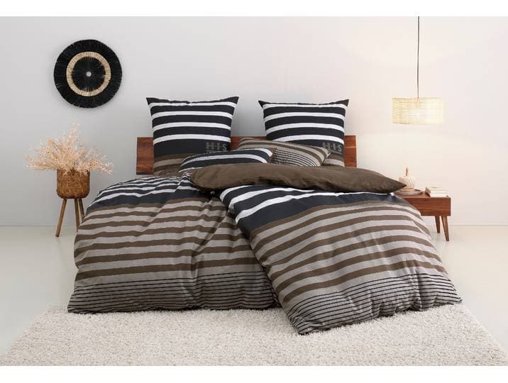 Bettwäsche GOODPRODUCT Majoran in 135x200, 155x220 cm u.a. Bettwäsche-Set mit Streifen , braun, B/L: 135cm x 200cm, 1 Stk., 1 Stk., Satin, B/L: 80cm x 80cm, 2, Satin, Obermaterial: 100% Baumwolle, Bettwäsche, Bettwäsche, gestreifte Bettwäsche in 4 Qualitäten, Marke H.I.S by GOODproduct