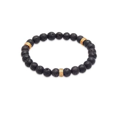 Armkette KUZZOI "Armband Herren Lava Schwarz Vintage 925 Silber Oxidiert" Gr. 190, gold, Armbänder, Herren, 190, Silber 925 (Sterlingsilber), Armkette