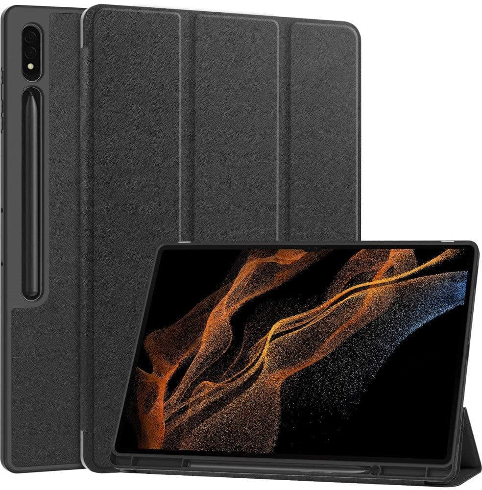 EIDERWOOD Samsung Galaxy Tab S10 Ultra Tri-Fold Læder Cover m. Standerfunktion - Sort