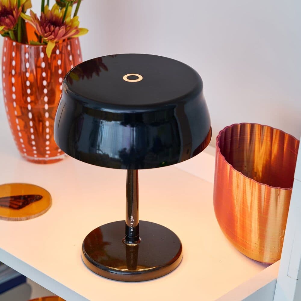 Lámpara de mesa led mini wi-fi negro perla zafferano
