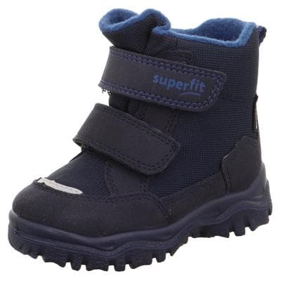 Winterboots SUPERFIT "HUSKY1, WMS: mittel", Mädchen, Gr. 23, blau (dunkelblau, blau), Textil, Schuhe Winterboots, Snowboots mit wasserdichtem SYMPATEX, Größenschablone zum Download
