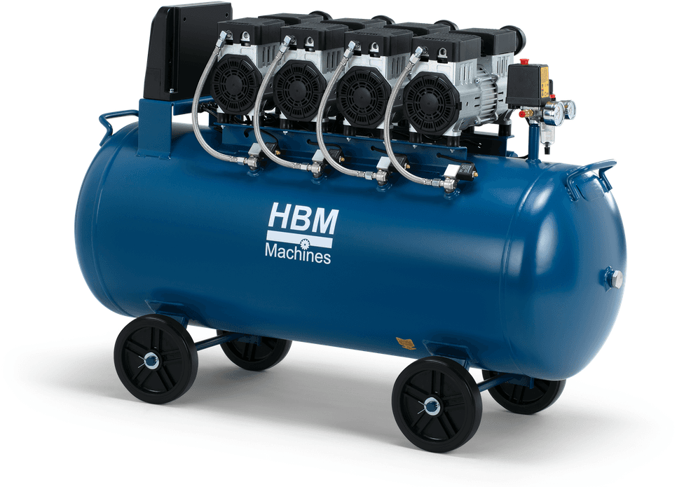HBM olievrije stille compressor, 200 liter, 8 bar, 4 pk