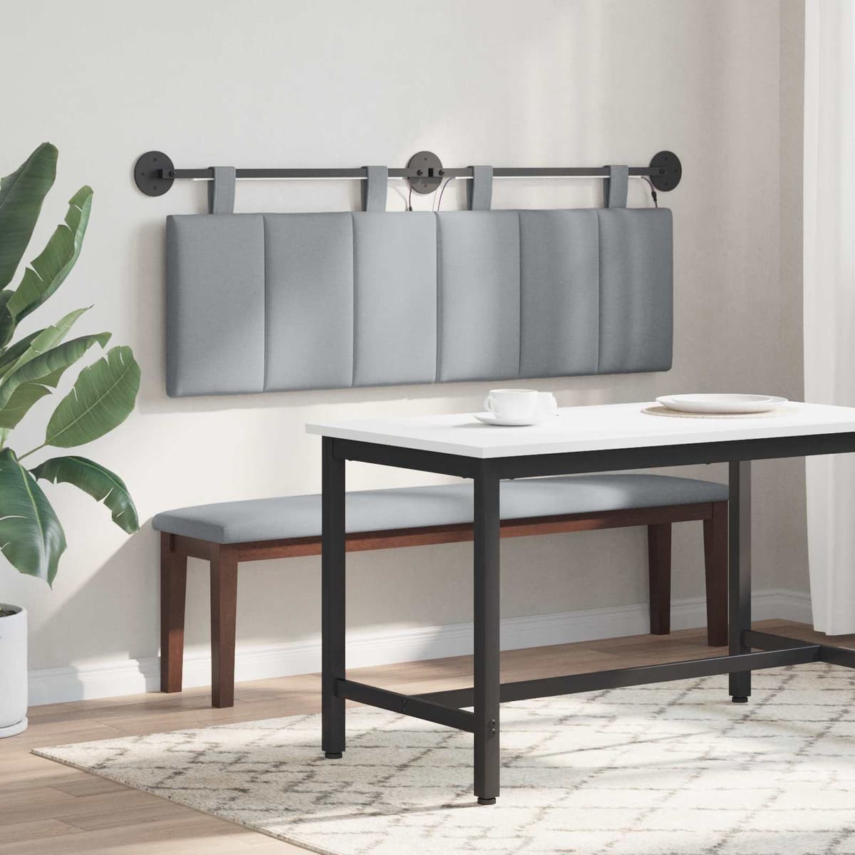 vidaXL Tête de lit suspendue Gris clair Velours