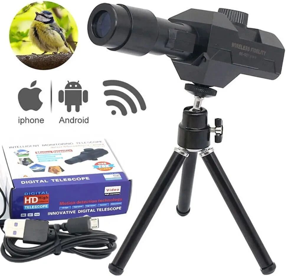 NONE WiFi Digital Telescope,70x Zoom 1920X1080 Monocular Camera Monitor with Tripod Cellphone APP Control Support Android IOS System