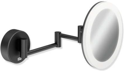 Hewi LED-Kosmetikspiegel 950.01.26001 d= 200mm, 5-fach, beleuchtet, matt schwarz beschichtet