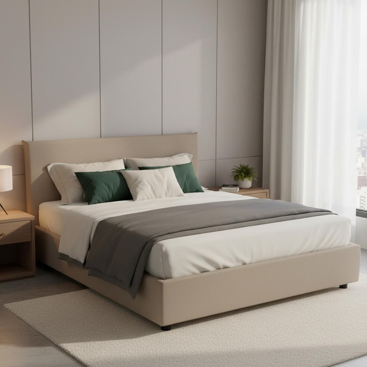Doppelbett Aurea, Containerbett mit Kunstlederbezug, 100% Italy, Frontöffnung, passend für Matratze Cm 140x190, Turteltaube